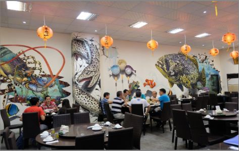 兰溪海鲜餐厅墙体彩绘
